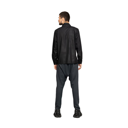 vagabond reflectss asimetrix camasa barbati barbateasca neagra cu fata suprapusa