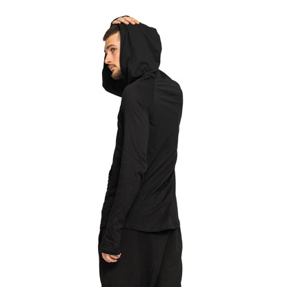 vagabond reflectss bluza neagra cu maneca lunga buzunar aplicat si gluga