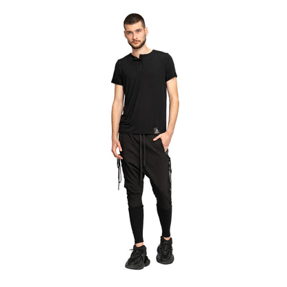 vagabond reflectss pantaloni negri cu tur snururi laterale fas aplicat pe lateral mulat pe gamba